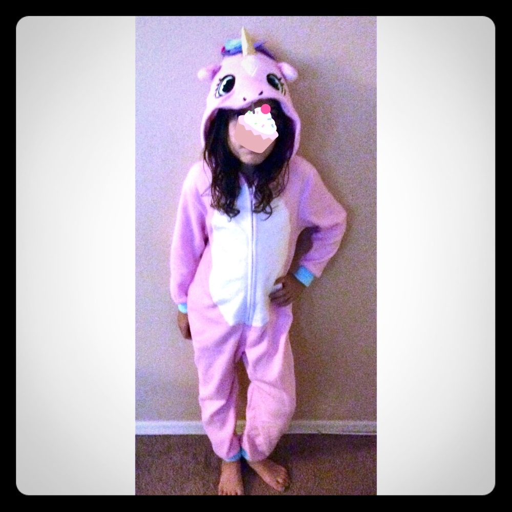 💥HP💥 🆕UNICORN PAJAMAS girls onsie pink fleece - Picture 1 of 7